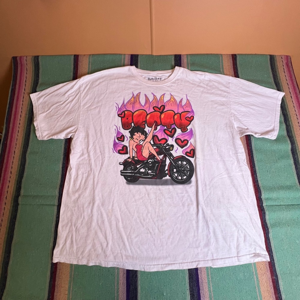 Betty Boop T-Shirt Mens 3X White Biker Motorcycle Graphic Tee 2021 King Features